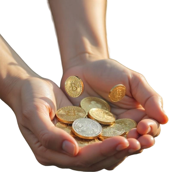Freepik a pair of fair skin hands holding a pile of golden 37473